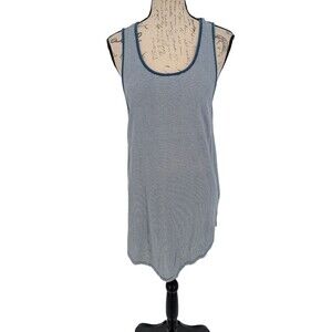 PACSUN Tank Top Med Blue White Stripe "Longer Fit" Cotton Beach